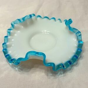 Fenton aqua blue 6” crest bowl